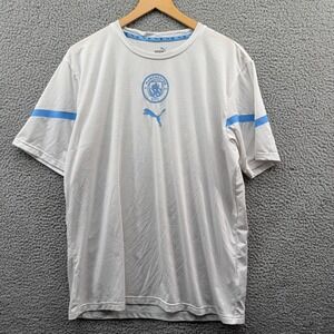 Manchester City Soccer Jersey Mens Large Puma White Blue